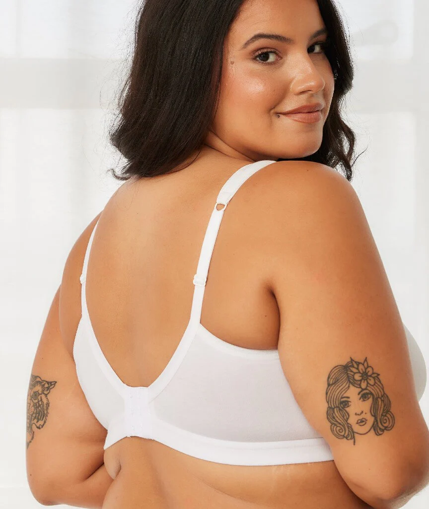 Leading Lady The Evie Plus Size Wire-free Cotton Comfort Bra - White - Image 4
