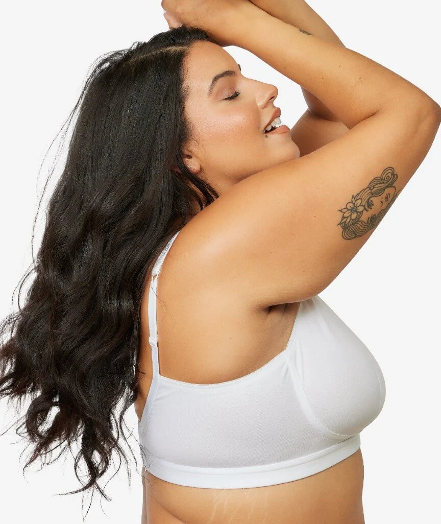 Leading Lady The Evie Plus Size Wire-free Cotton Comfort Bra - White - Image 5