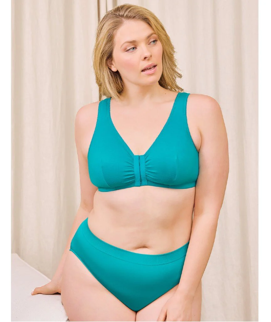 Leading Lady The Meryl Cotton Front Opening Wire-free Leisure Bra - Capri Breeze - Image 4