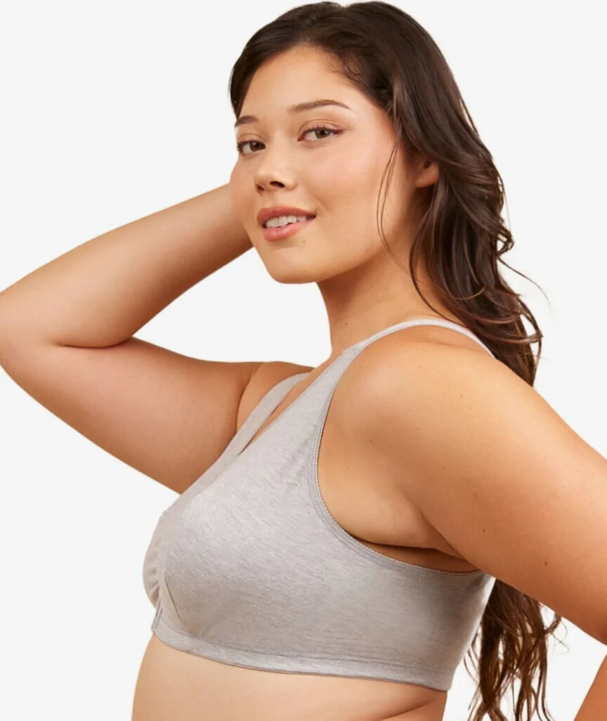 Leading Lady The Meryl Cotton Front Opening Wire-free Leisure Bra - Grey - Image 3