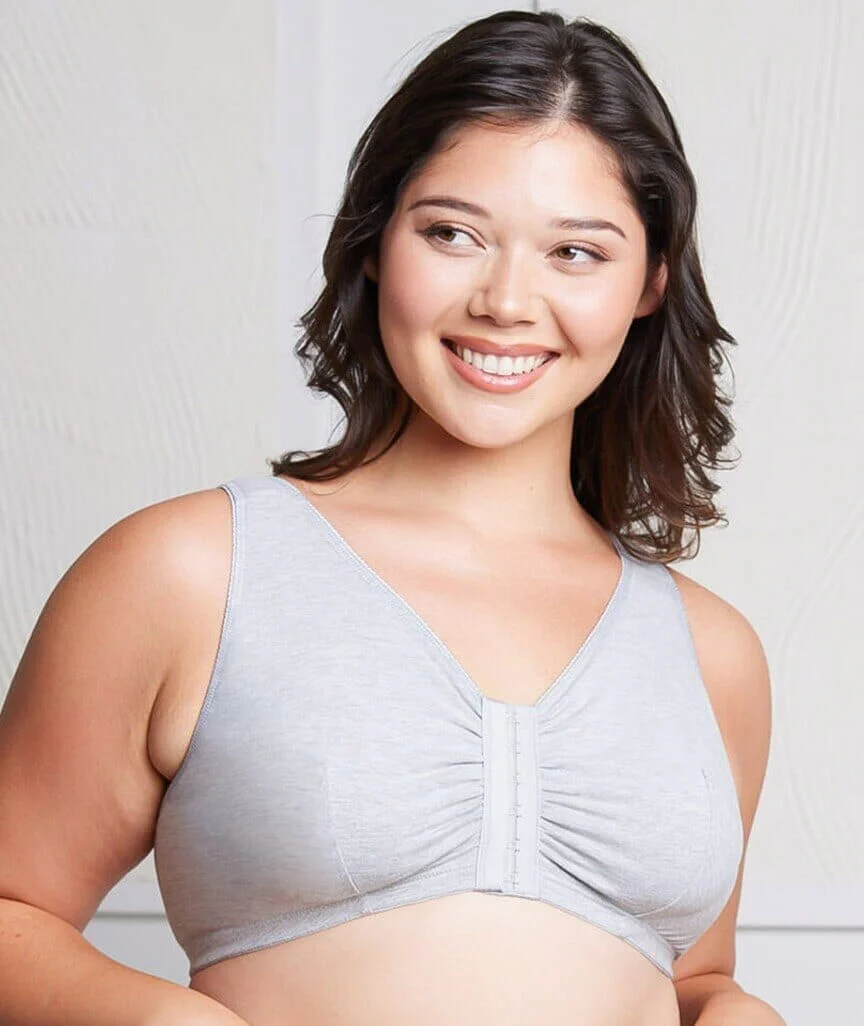 Leading Lady The Meryl Cotton Front Opening Wire-free Leisure Bra - Grey - Image 4