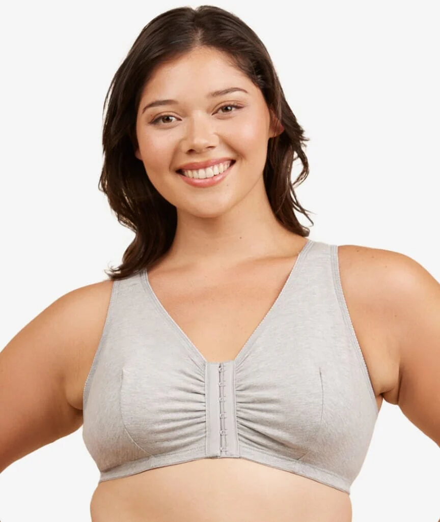Leading Lady The Meryl Cotton Front Opening Wire-free Leisure Bra - Grey - Image 5