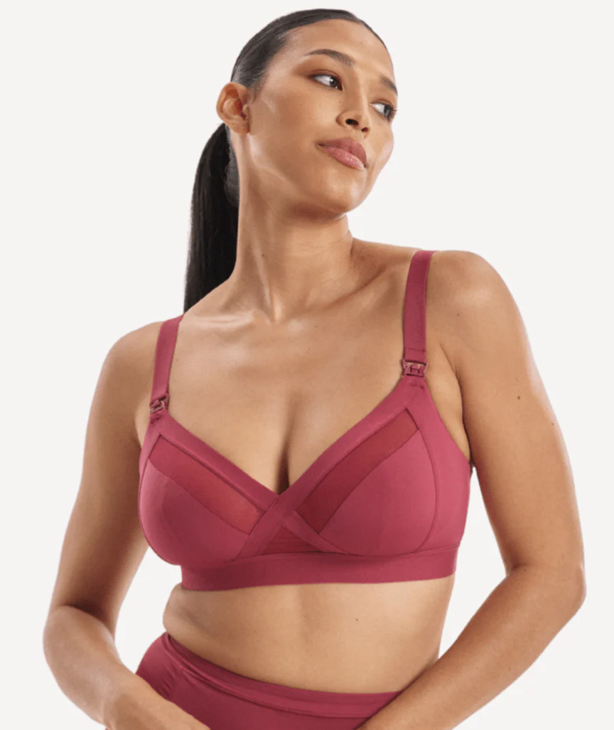 Nala Maternity Support Wirefree Bralette Bra - Burnt Fig - Image 2