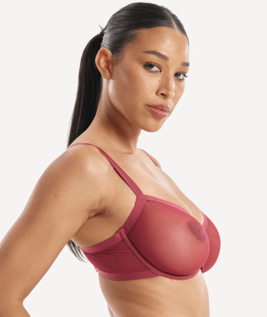 Nala Mesh Balconette Bra - Burnt Fig - Image 2
