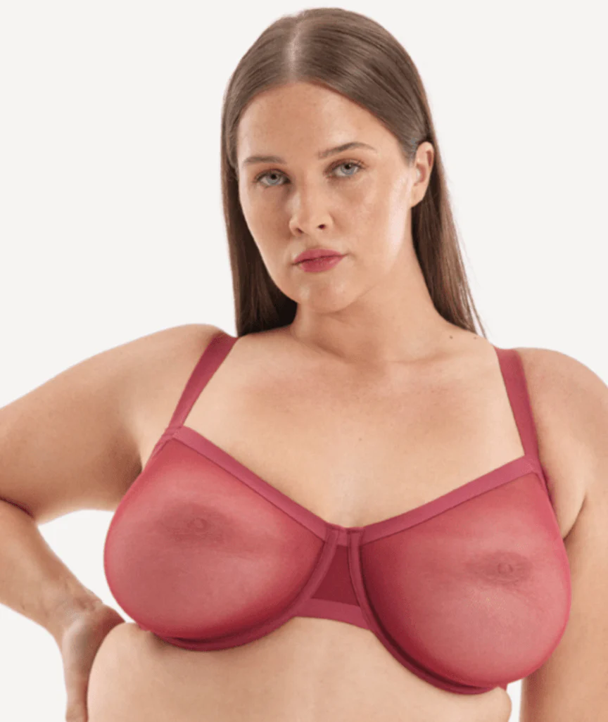 Nala Mesh Balconette Bra - Burnt Fig - Image 4
