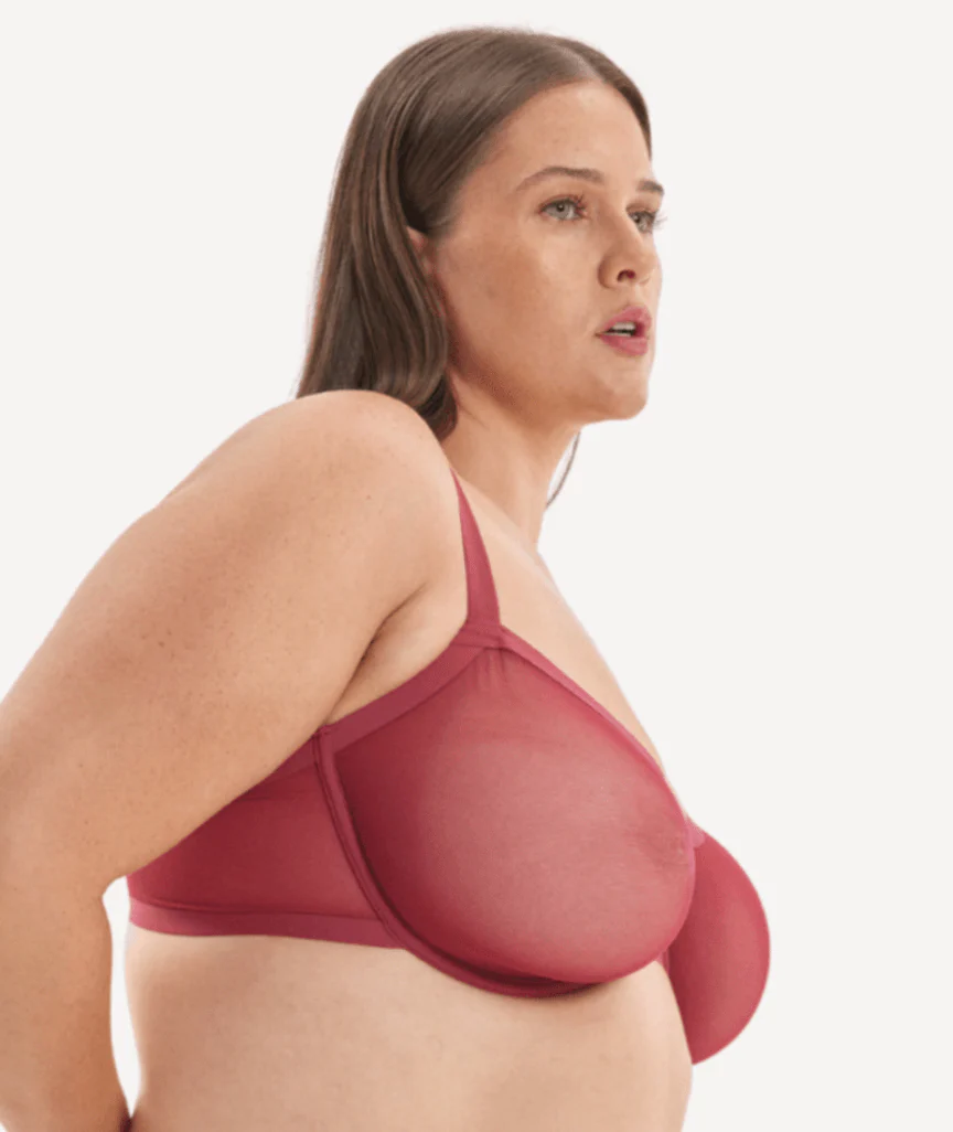 Nala Mesh Balconette Bra - Burnt Fig - Image 5