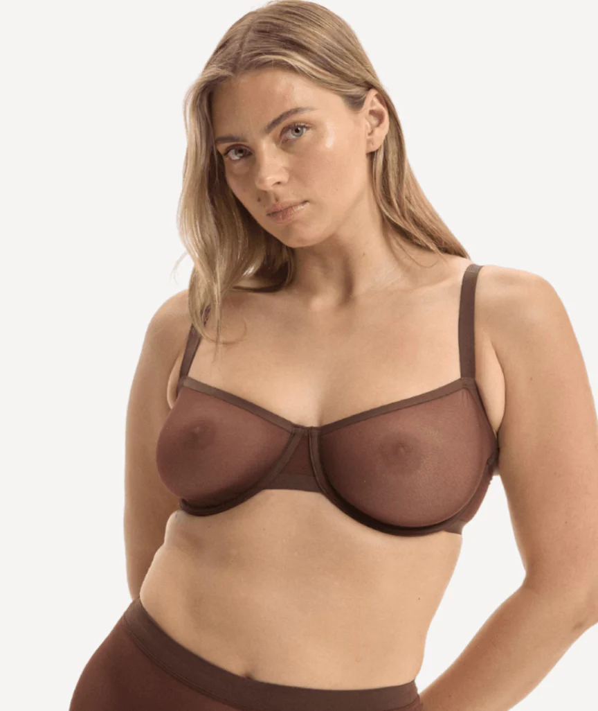 Nala Mesh Balconette Bra - Chocolate Mousse - Image 5