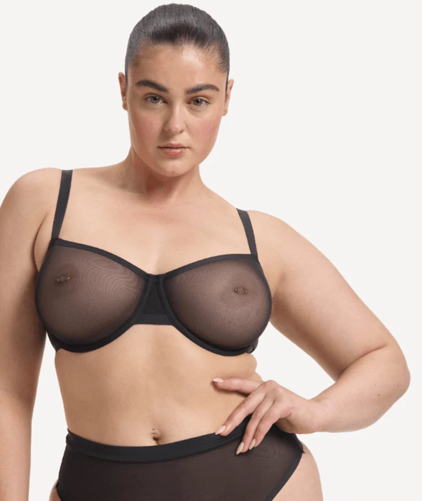 Nala Mesh Balconette Bra - Licorice - Image 2