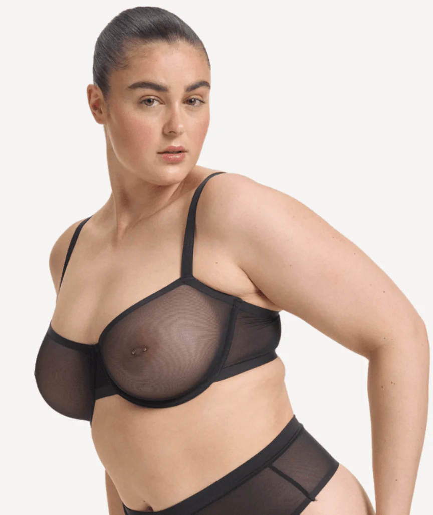 Nala Mesh Balconette Bra - Licorice - Image 3