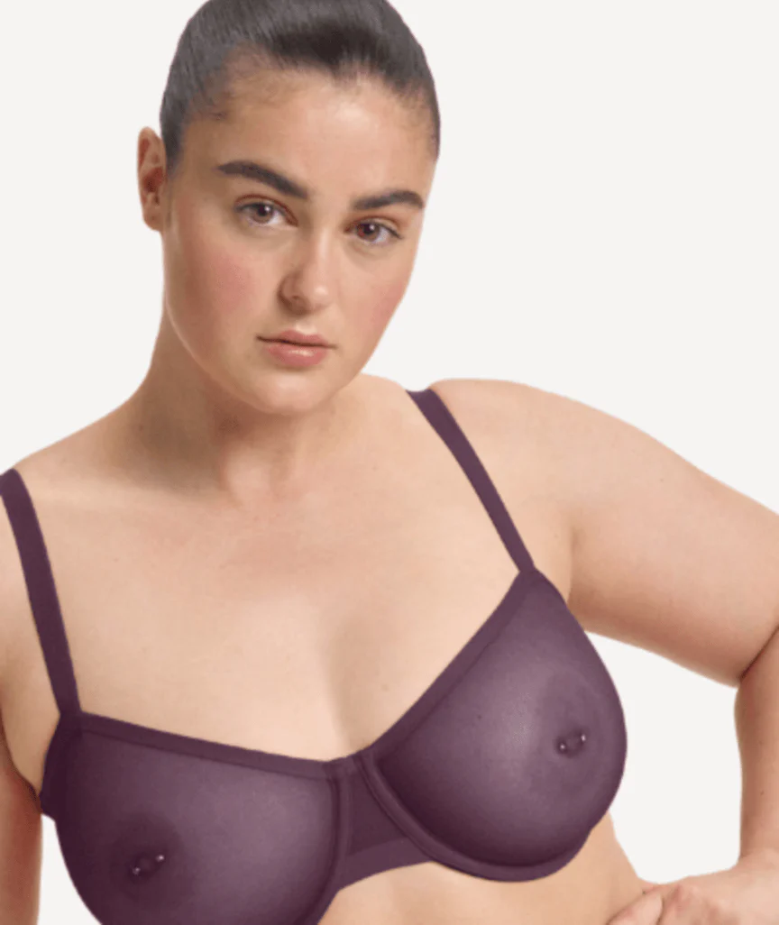 Nala Mesh Balconette Bra - Mulberry - Image 2
