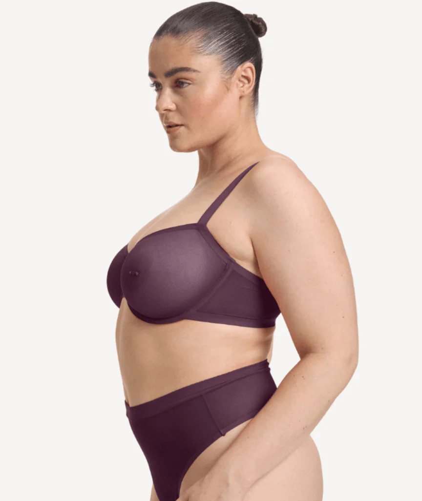 Nala Mesh Balconette Bra - Mulberry - Image 3