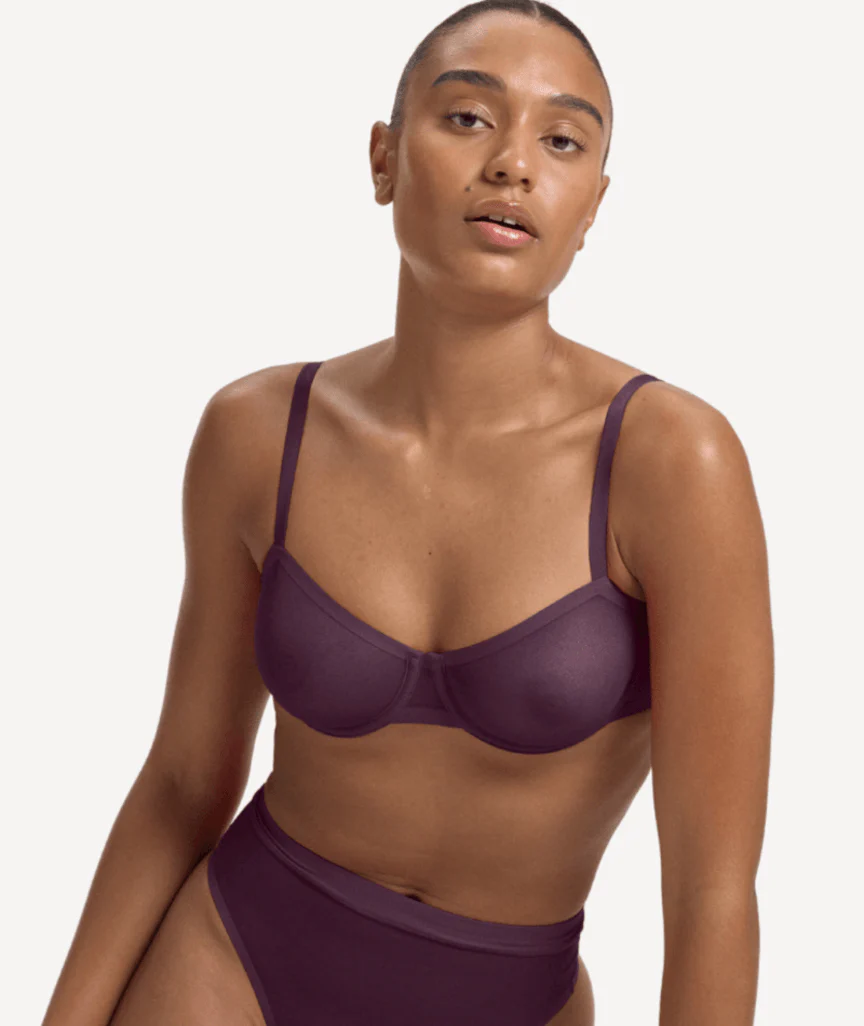 Nala Mesh Balconette Bra - Mulberry - Image 5