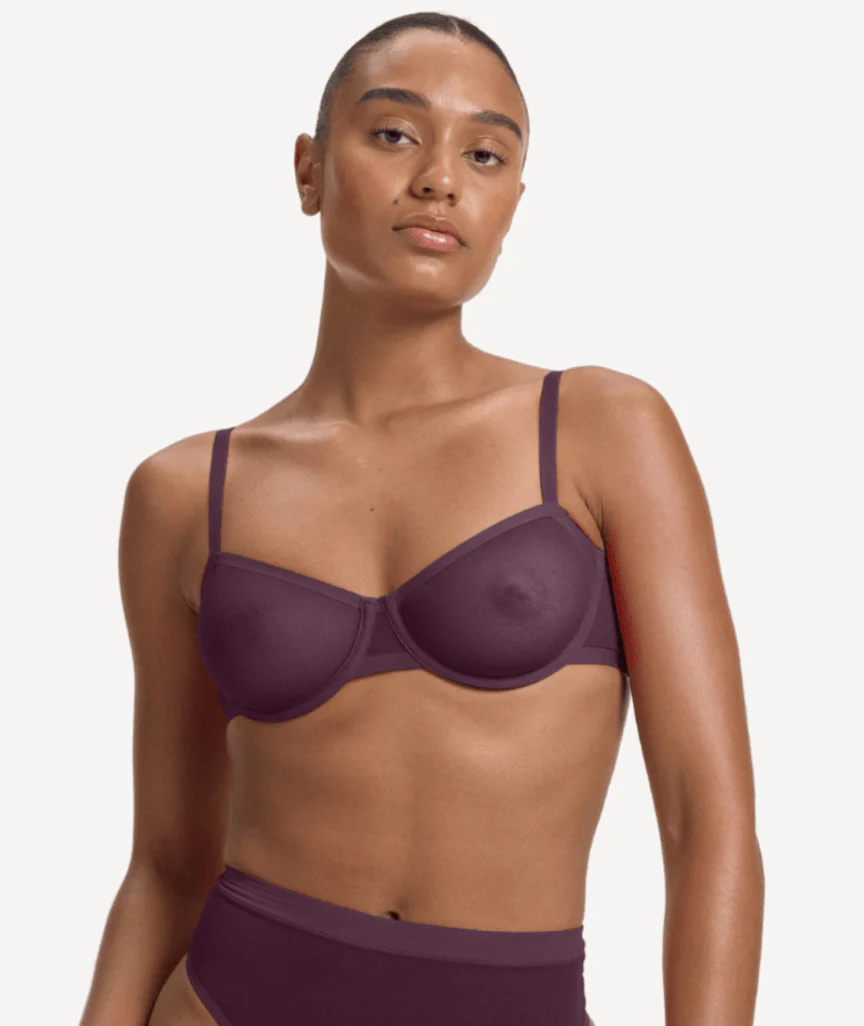 Nala Mesh Balconette Bra - Mulberry - Image 6