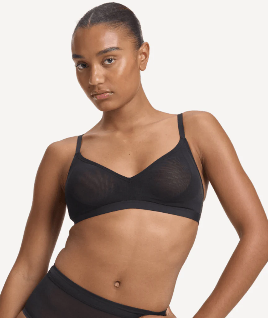 Nala Mesh Comfort Wirefree Bralette Bra - Licorice