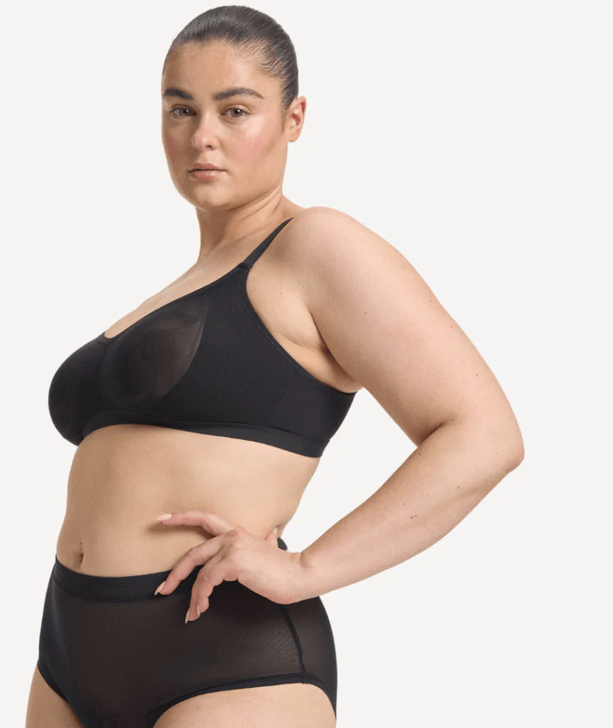 Nala Mesh Comfort Wirefree Bralette Bra - Licorice - Image 4