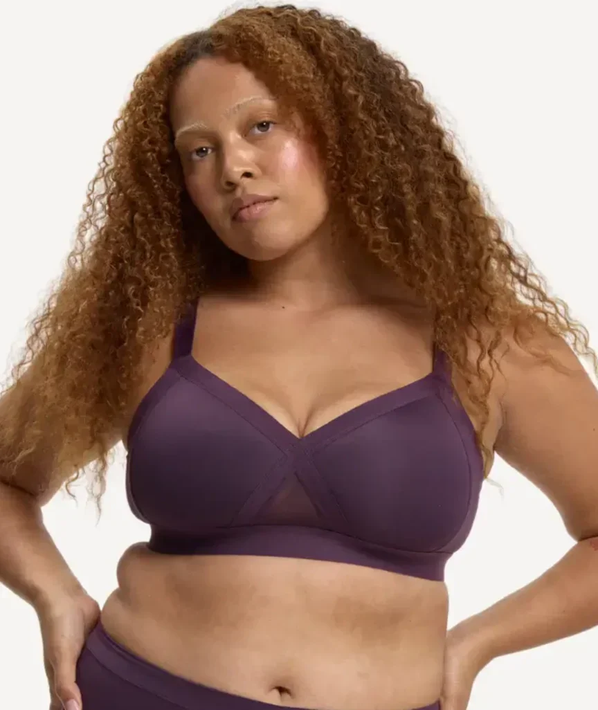 Nala Padded Support Wirefree Bralette Bra - Mulberry