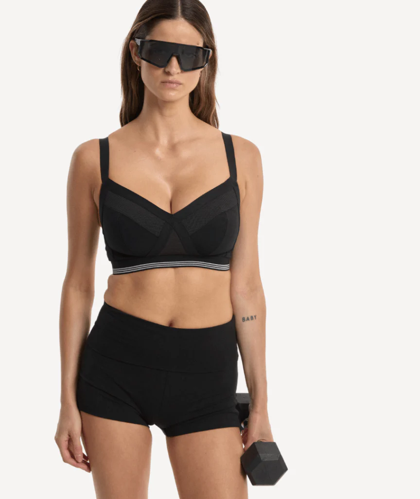 Nala Sporty Support Wirefree Bralette Bra - Licorice/Snow Cone - Image 4