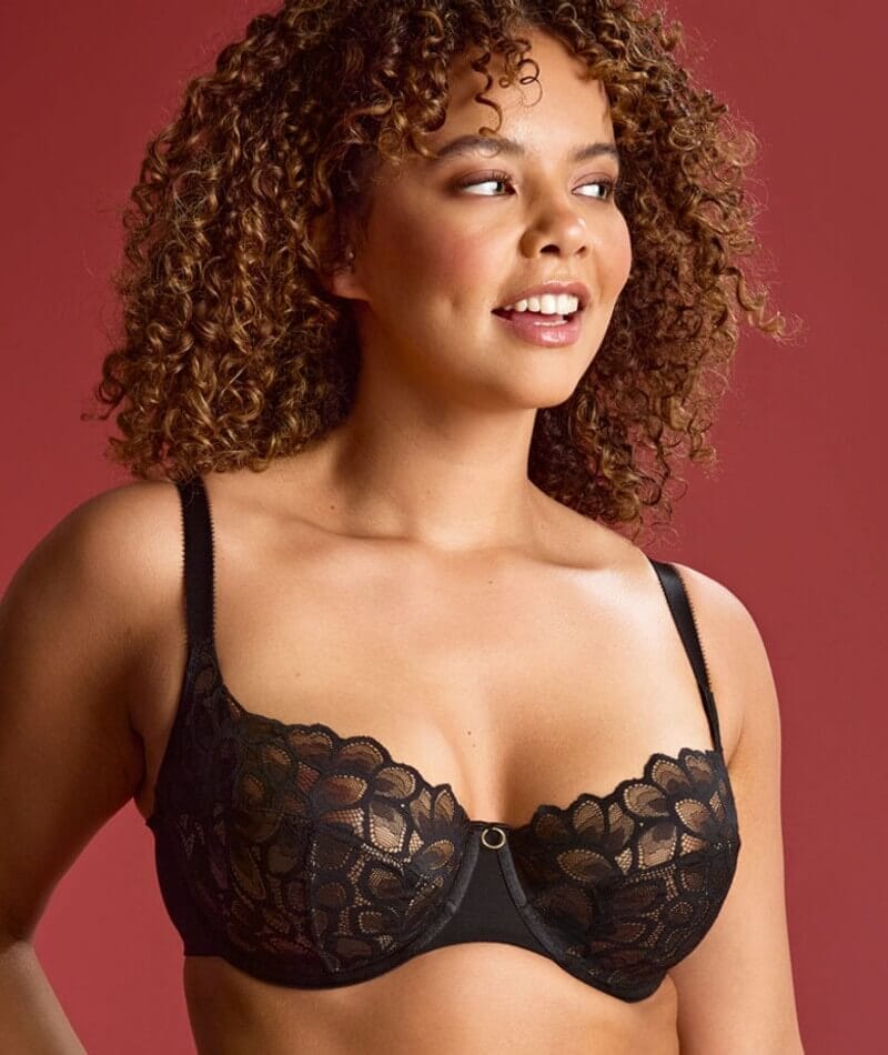 Panache Allure Underwired Demi Balcony Bra - Black / Latte