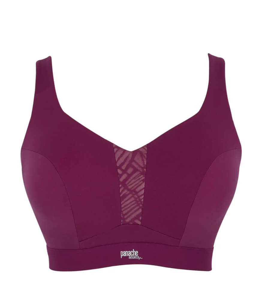 Panache Sport Endurance Ultra Perform Non Padded Underwire Sports Bra - Berry/Chalk - Image 8