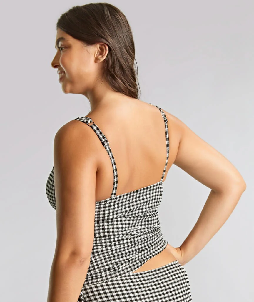 Panache Swimwear Gingham Iris Balconnet Underwired Tankini - Black Gingham - Image 2