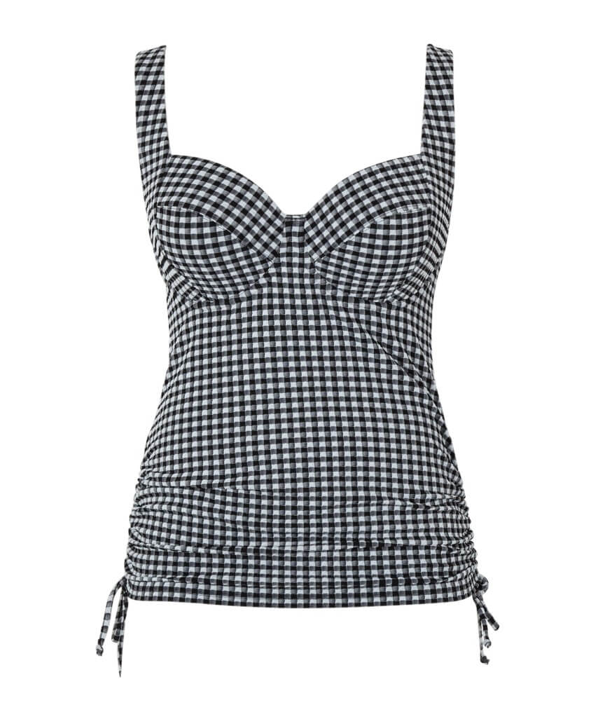 Panache Swimwear Gingham Iris Balconnet Underwired Tankini - Black Gingham - Image 6