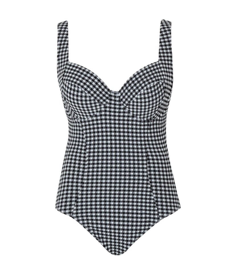 Panache Swimwear Gingham Paloma Balconnet Underwire One Piece Swimsuit - Black Gingham - Image 3