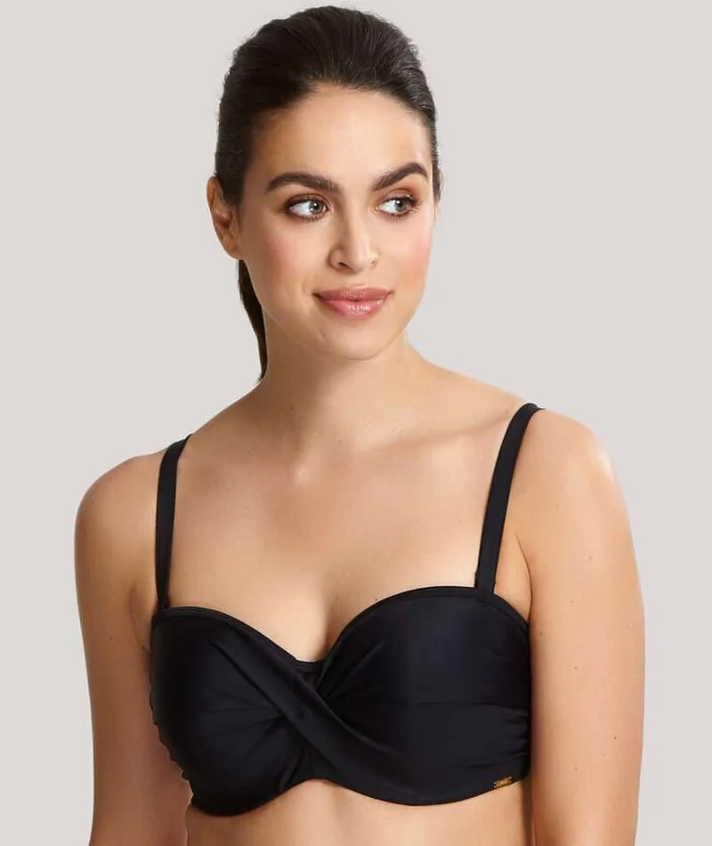 Panache Swimwear Anya Riva Twist Bandeau Underwired Bikini Top - Black - Image 5