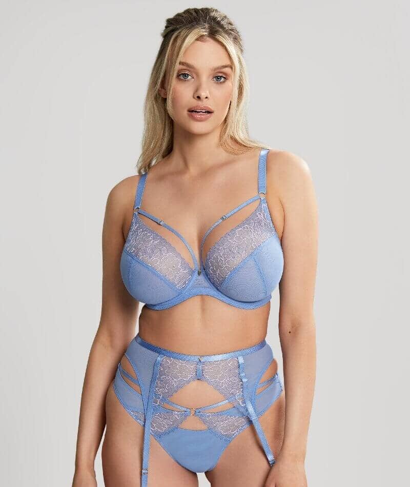 Panache Valentina Luxe Suspender Belt - Denim Blue - Image 4