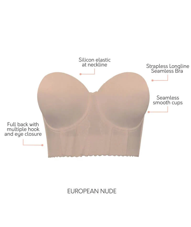 Parfait Elissa Seamless Underwire Padded Longline Strapless Bra - European Nude - Image 6