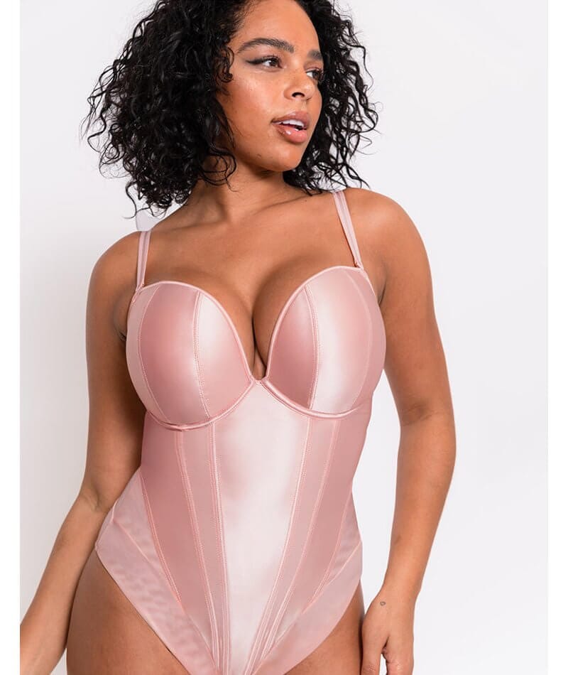 Scantilly Classique Plunge Padded Strapless Bodysuit - Powdery Pink - Image 4