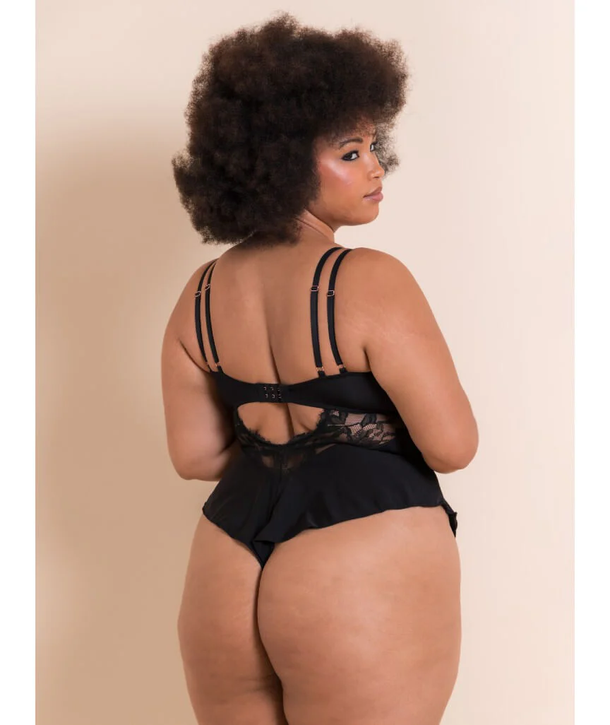 Scantilly Embrace Stretch Lace Teddy Bodysuit - Black - Image 2