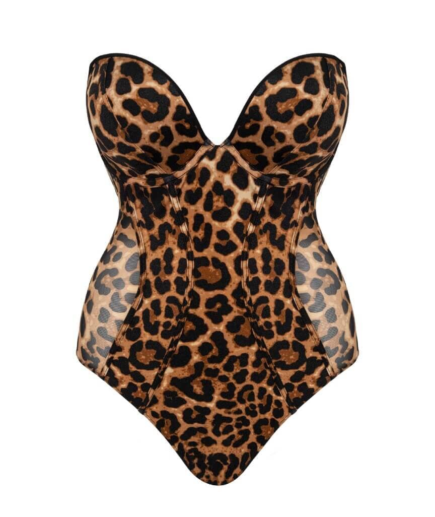 Scantilly Icon Plunge Strapless Multiway Padded Bodysuit - Leopard Print - Image 9