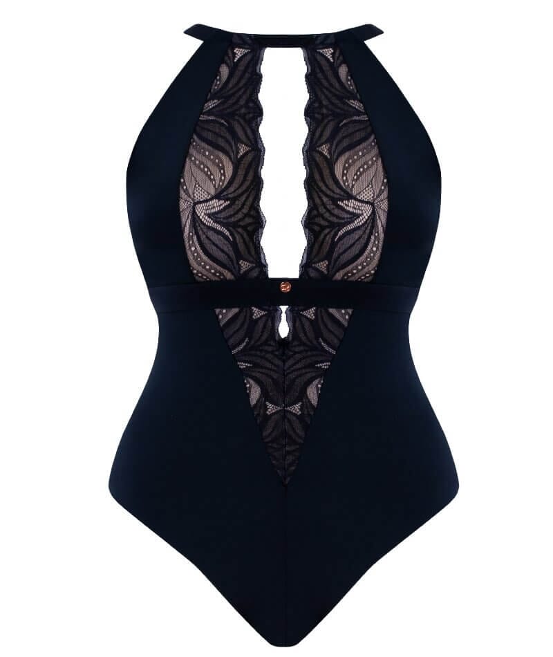 Scantilly Indulgence Stretch Lace Bodysuit - Black/Latte - Image 3