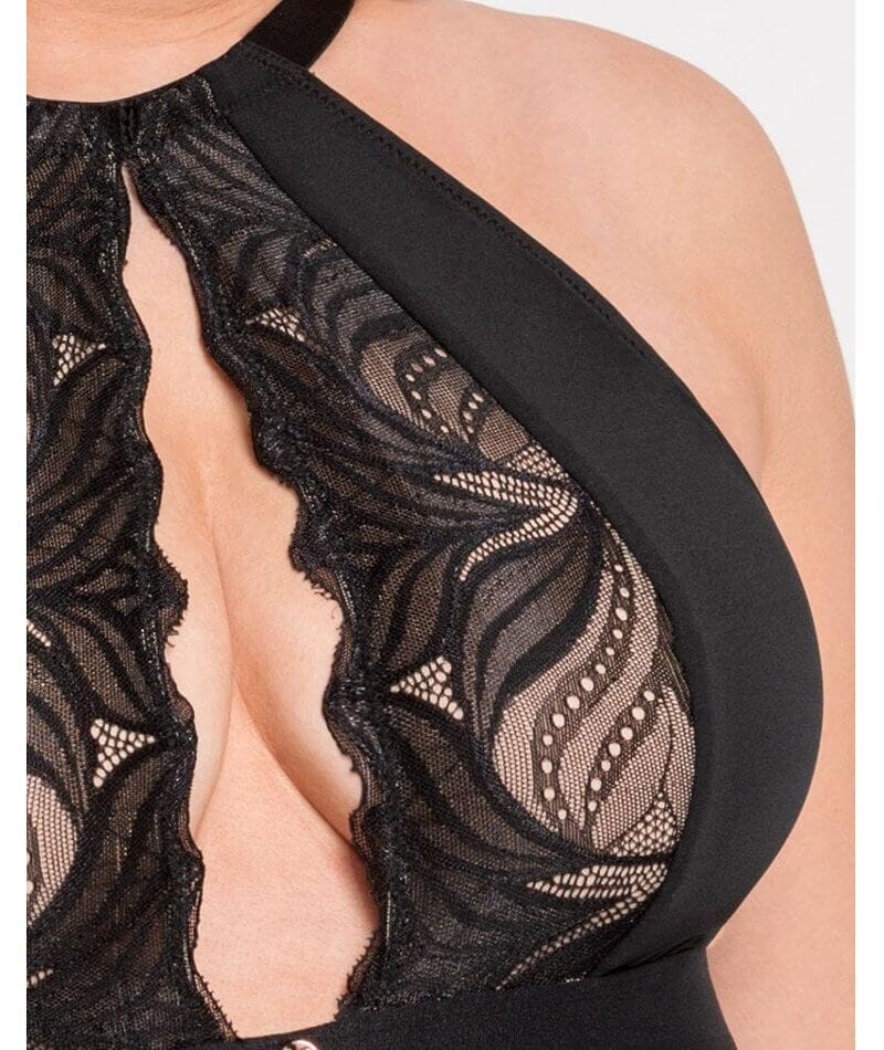 Scantilly Indulgence Stretch Lace Bodysuit - Black/Latte - Image 6