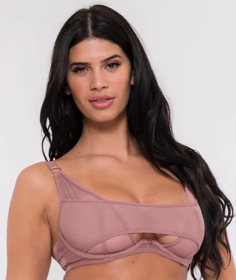 Scantilly Peep Show Deep Plunge Bra - Dusty Rose - Image 3