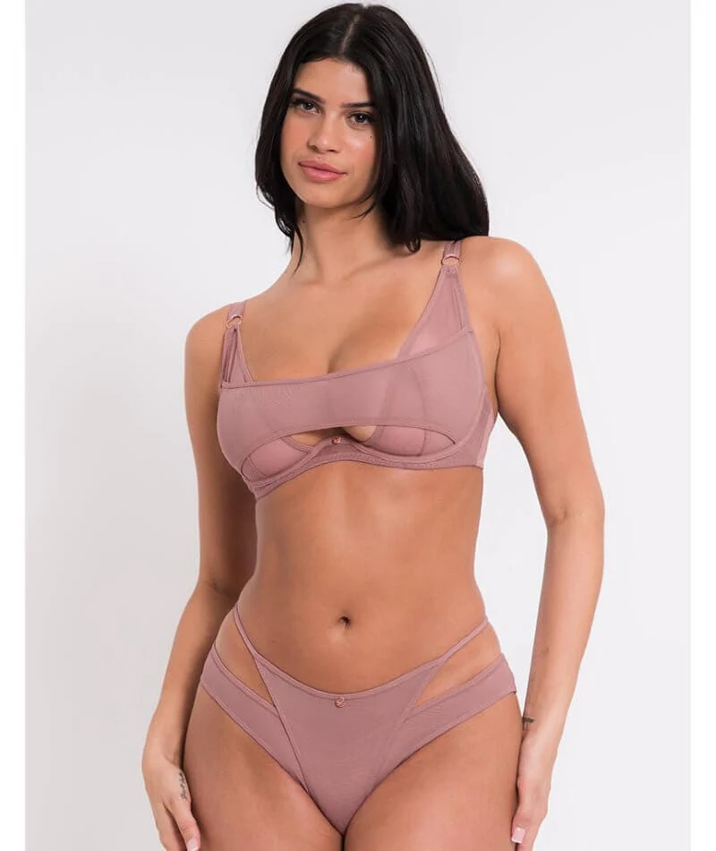 Scantilly Peep Show Deep Plunge Bra - Dusty Rose - Image 4