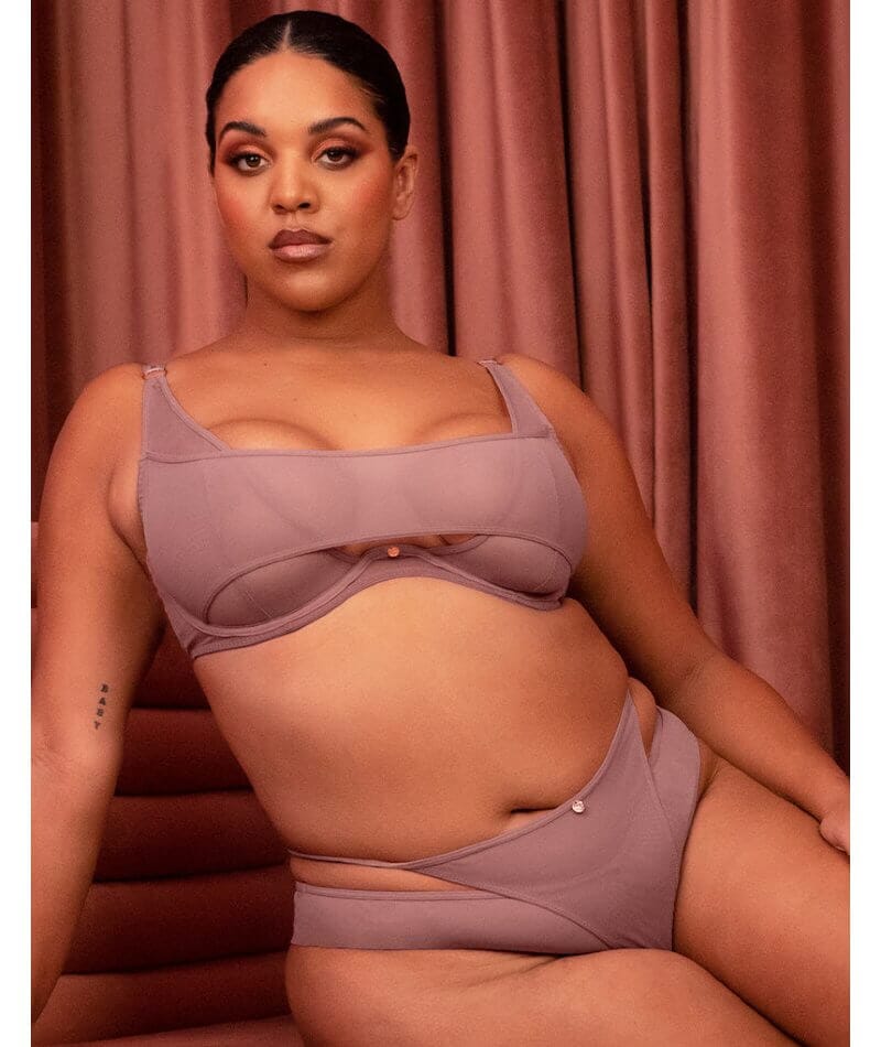 Scantilly Peep Show Deep Plunge Bra - Dusty Rose - Image 8