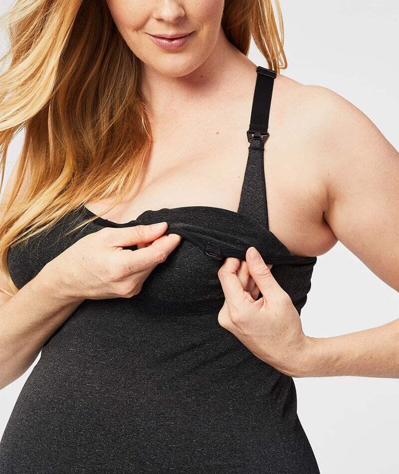 Sugar Candy Fuller Bust Seamless F-HH Cup Nursing Tank - Charcoal - Image 4