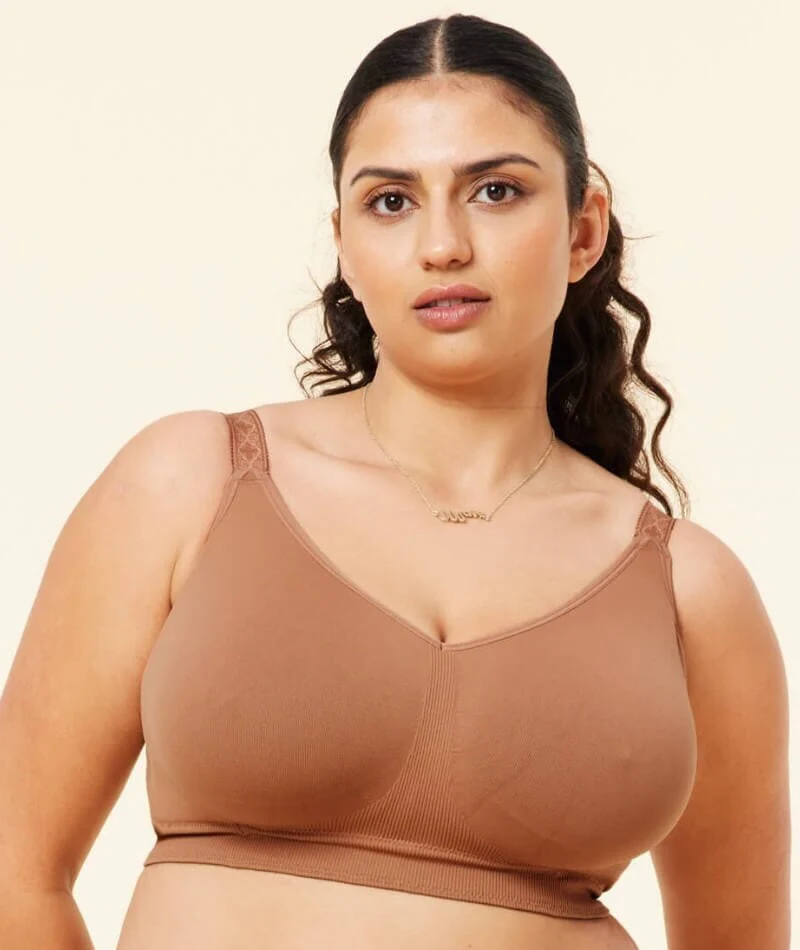 Sugar Candy Fuller Bust Seamless F-Hh Cup Wire-Free Lounge Bra - Clay - Image 3