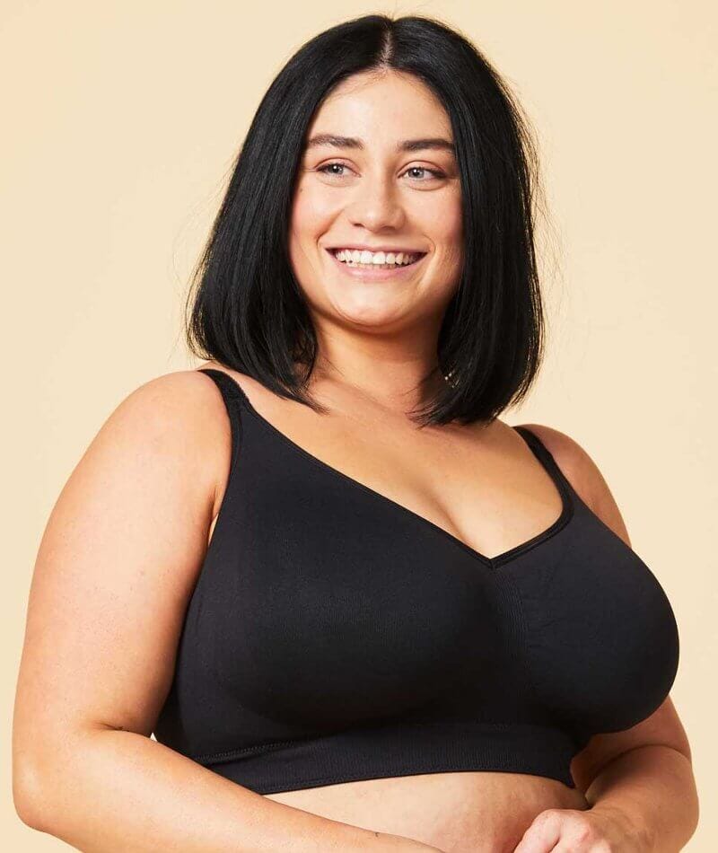 Sugar Candy Fuller Bust Seamless F-Hh Cup Wire-Free Lounge Bra - Black - Image 4