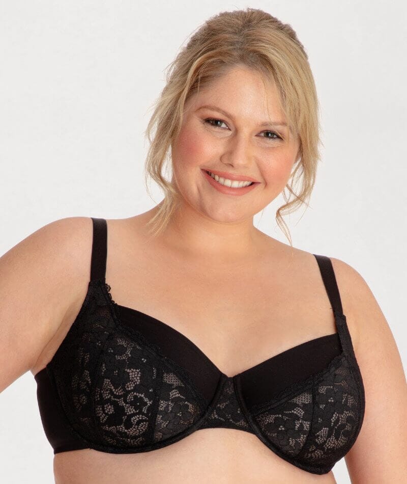 Underbliss Lacey Balconette Underwire Bra - Black - Image 4