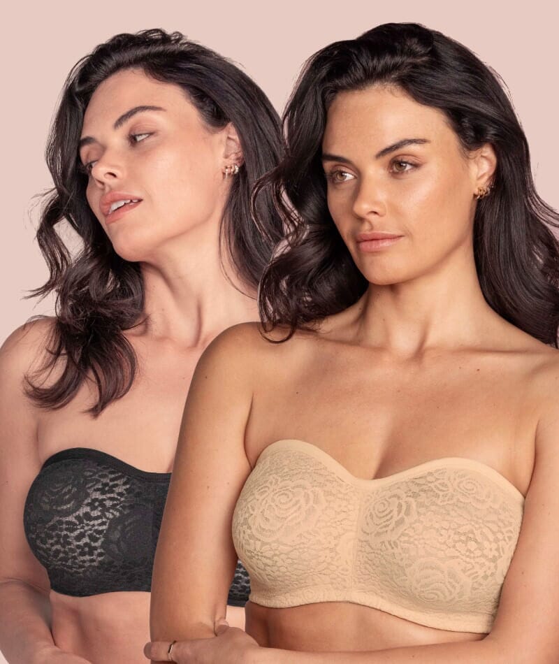 Wacoal Halo Lace Strapless Bra 2 Pack - Nude/Black